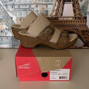 Dansko Sophie Leather Carnivale Slide Sandal Women's Eu 38 US 7.5-8 NEW IN BOX